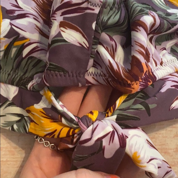 purple foral halter bathing suit top - Picture 2 of 3